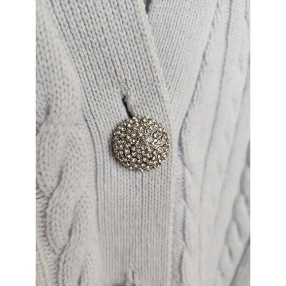 Size Medium Ronny Kobo Parmida Wool Cashmere Knit Cardigan Arctic Blue Bling - Picture 6 of 7